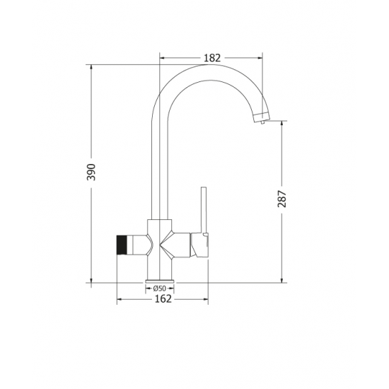 Μπαταρία Κουζίνας Πάγκου Ψηλή Viospiral Line Τριών Διαδρομών μαζί με το Φίλτρο 00-02090/3BF Black Matt 